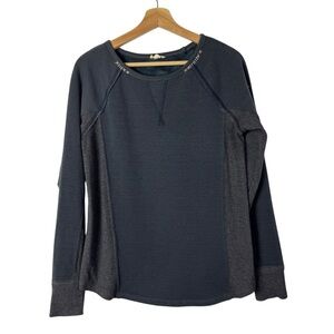 Hem & Thread Navy Blue Fleece Lined Long Sleeve Top S